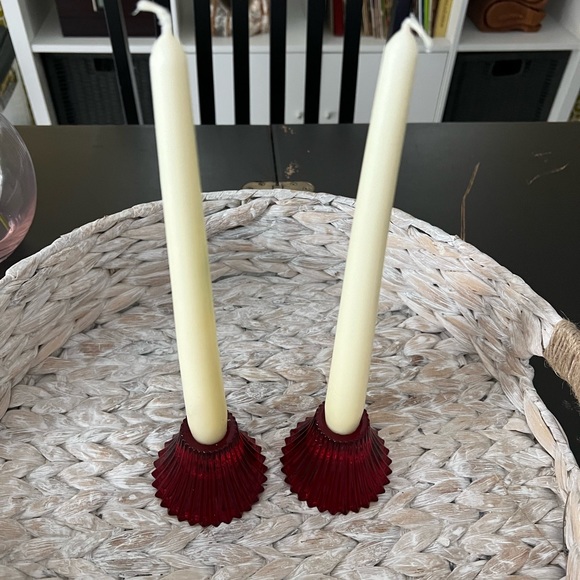 Red Glass Candle holders - Picture 7 of 8